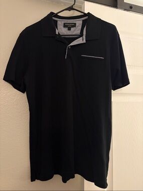 Banana Republic Black Polo with Light Gray Contrast Trim - Size Large